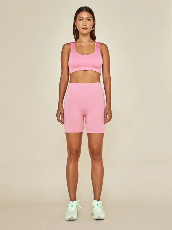 Ribbed Composed Biker Short - Bubblegum sold by Carbon38