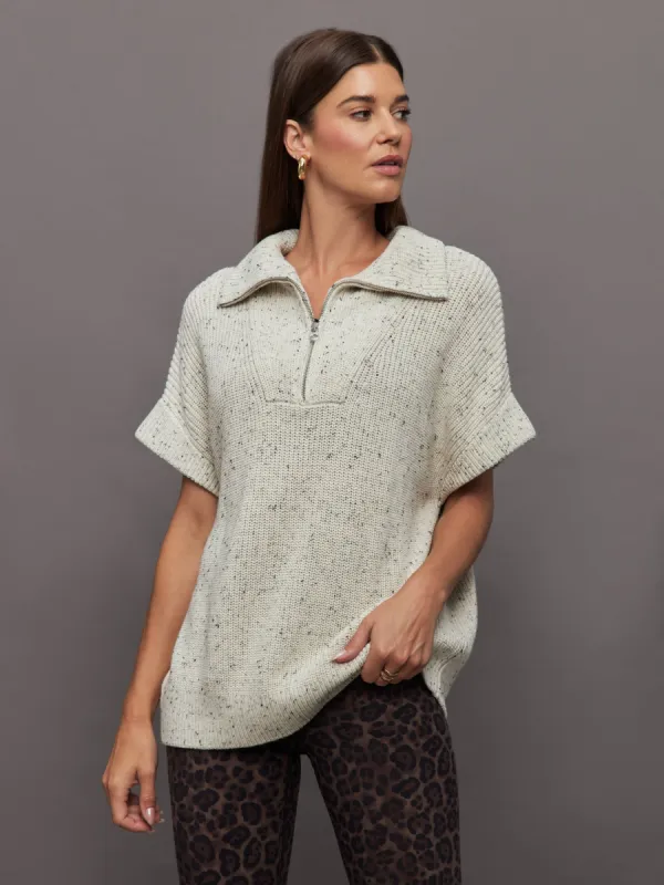 Reagan Knit Half Zip Tank - Vaporous Grey Fleck sold by Carbon38