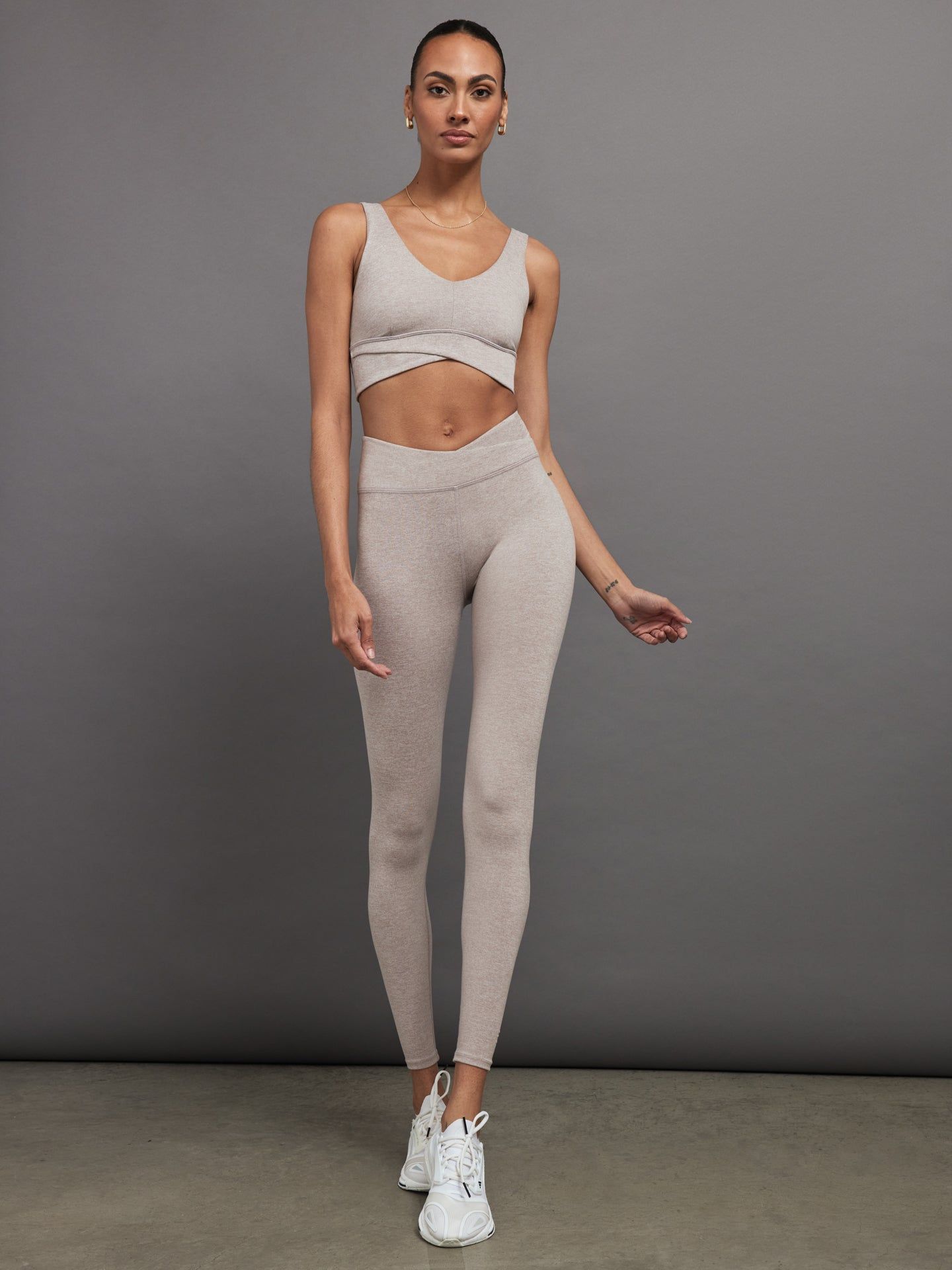 OATMEAL HEATHER MELT WRAP BRA + LEGGING sold by Carbon38 product image thumbnail 2