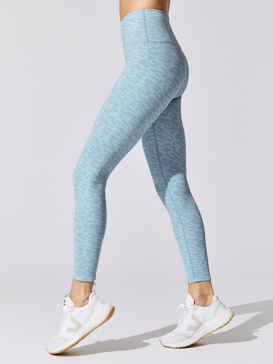Printed Ribbed 7/8 Length Legging - Glacier Blue Leopard sold by Carbon38