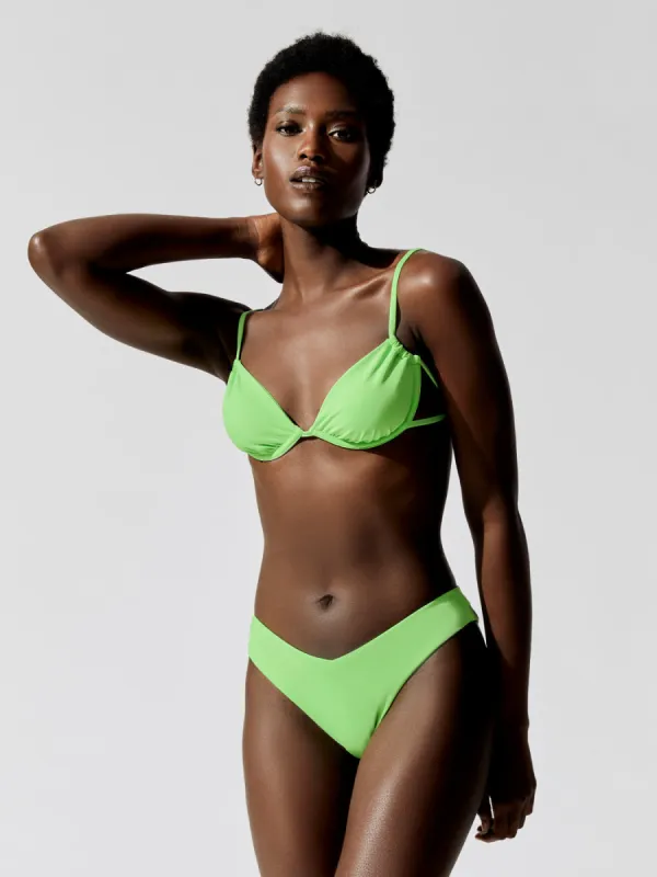 Ruched Underwire Bikini Top - Neon Green sold by Carbon38