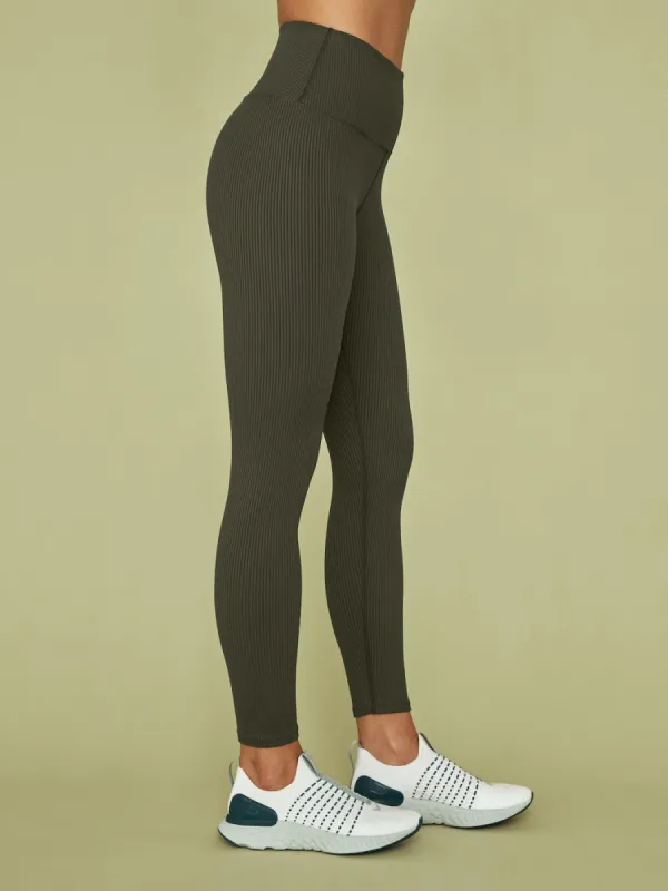 Ribbed 7/8 Legging - Olive sold by Carbon38