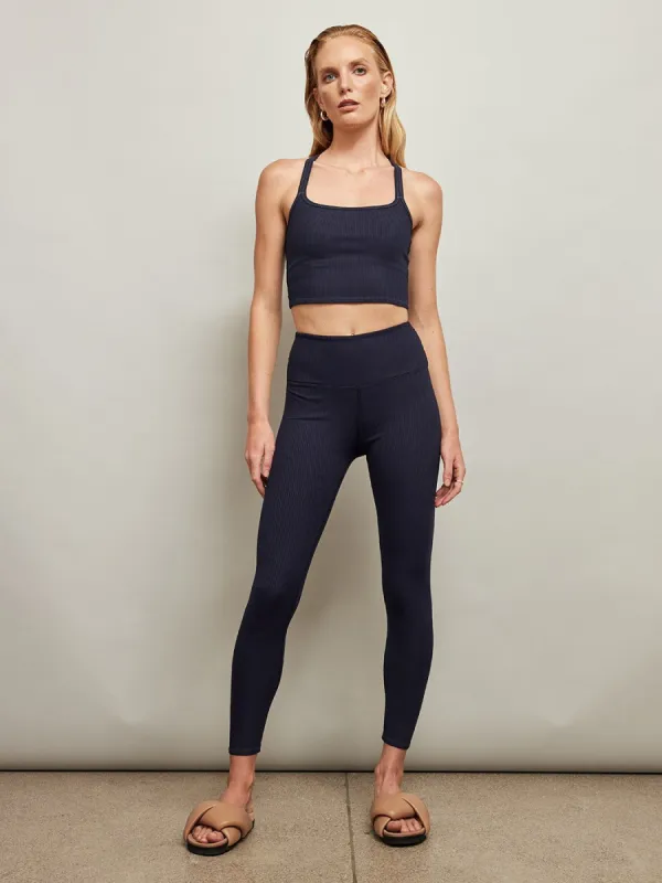Ribbed 7/8 Legging - Navy sold by Carbon38