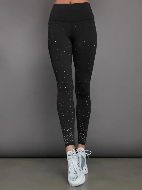 Rhinestones High Rise Full-Length Legging in Diamond Compression - Black sold by Carbon38