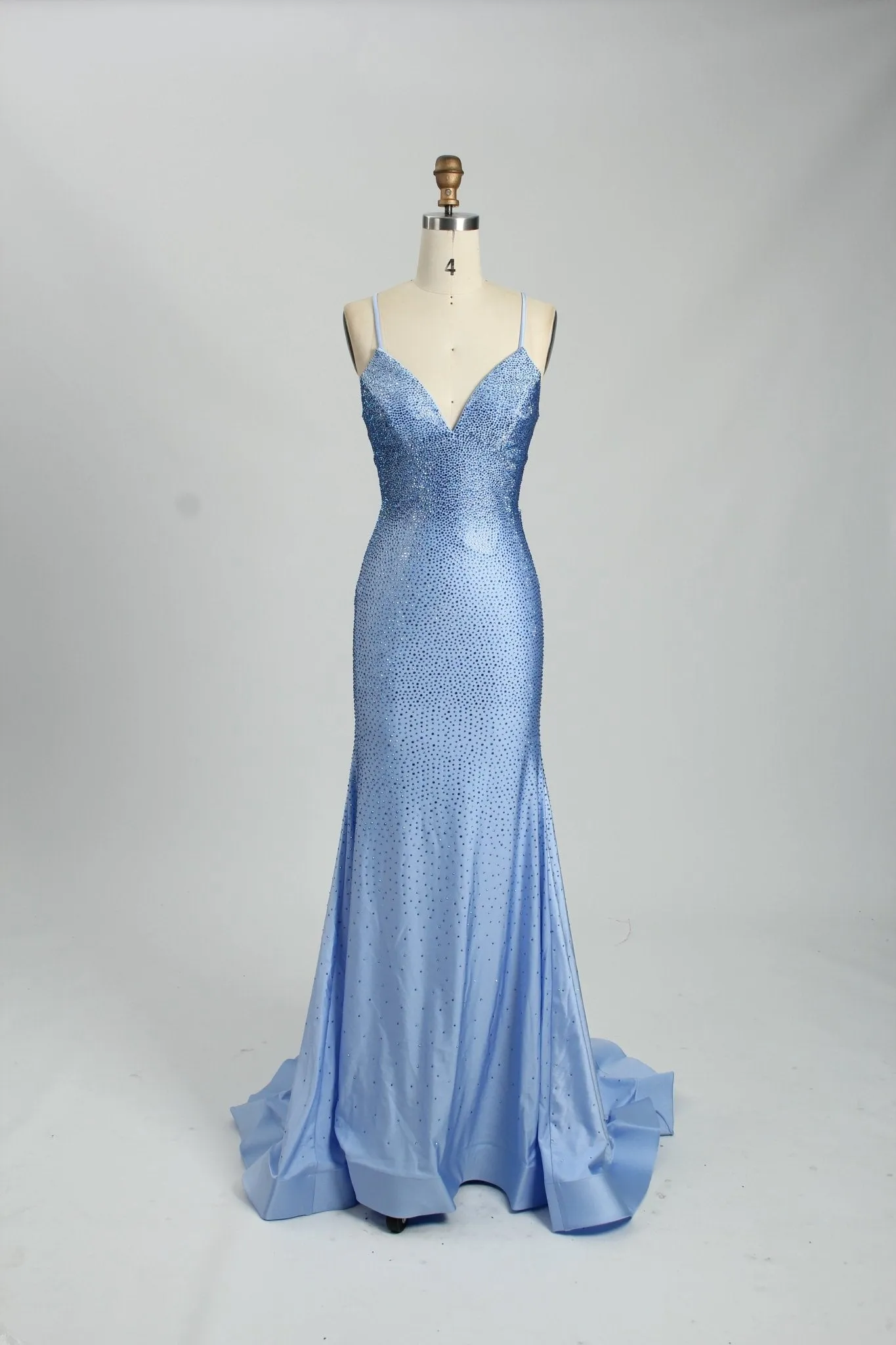 Poppy Light Blue Rhinestone Long Prom Dress sold by Cargo