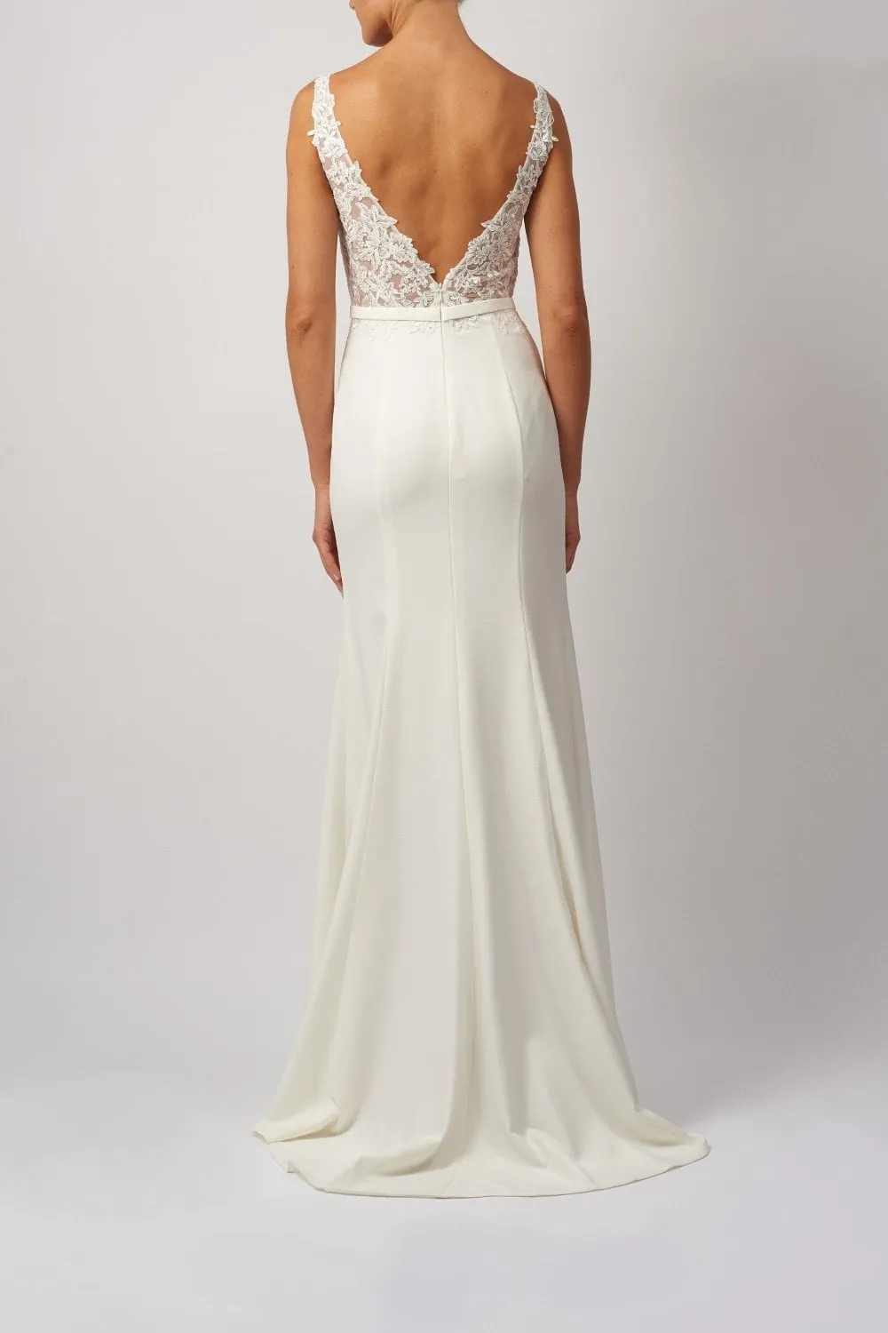 Ivory Crepe lace embellished v neck gown MC318924 sold by Cargo product image thumbnail 2