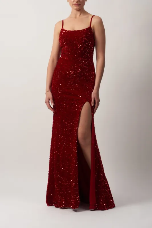 Red Velvet Sequins Dress MC182505 sold by Cargo