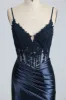 Blake Navy Corset Satin Prom Dress by Jessica Stuart sold by Cargo