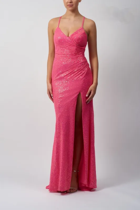 Hot Pink sequin Prom Dress Mascara MC186119 sold by Cargo