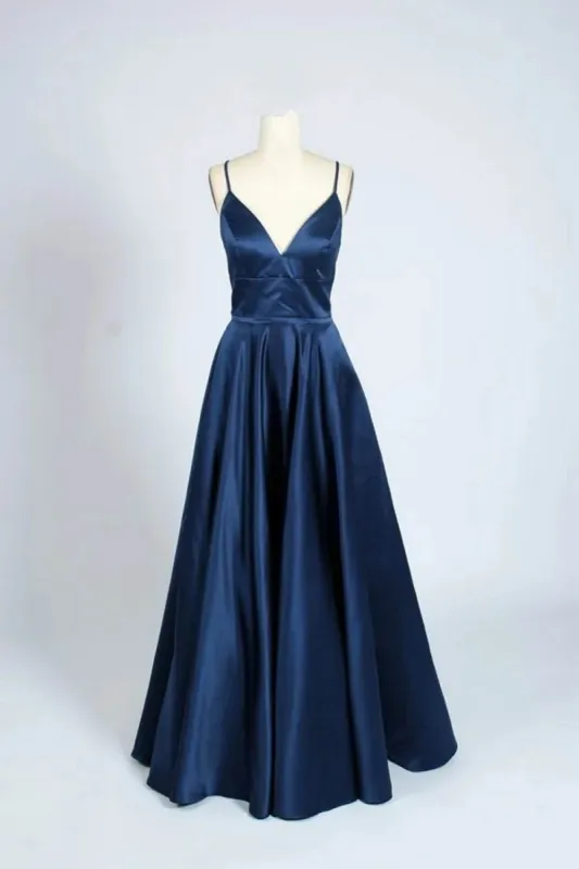 Navy Blue AVA Full skirted open back dress 32636 sold by Cargo
