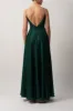 Forest Green Embroidered Satin Dress MC12204 sold by Cargo
