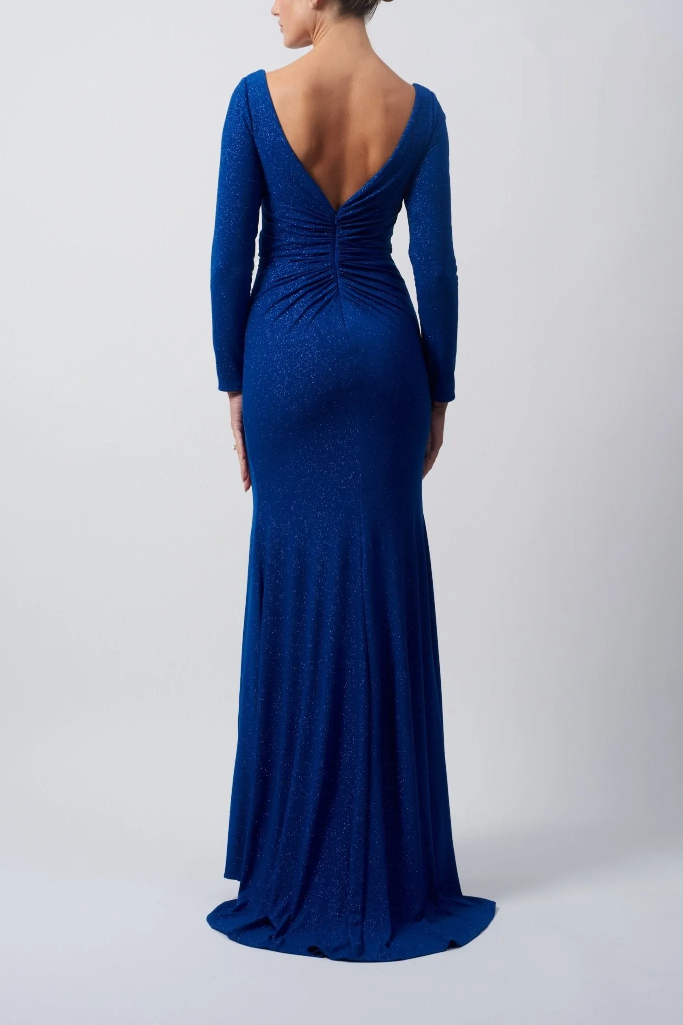 Royal Blue Glitter rouched waist long sleeve dress MC121054 sold by Cargo product image thumbnail 2
