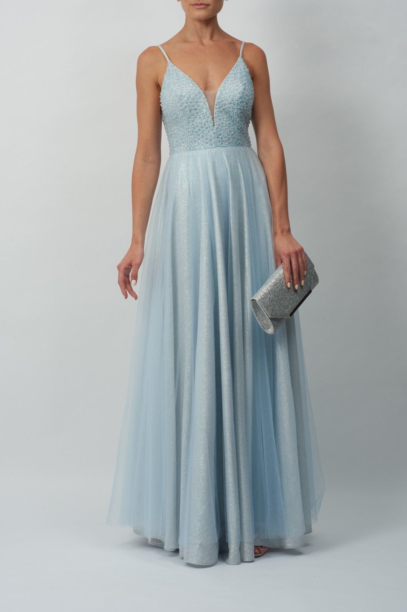 Baby Blue Sparkle Tulle Prom Dress MC120130 sold by Cargo