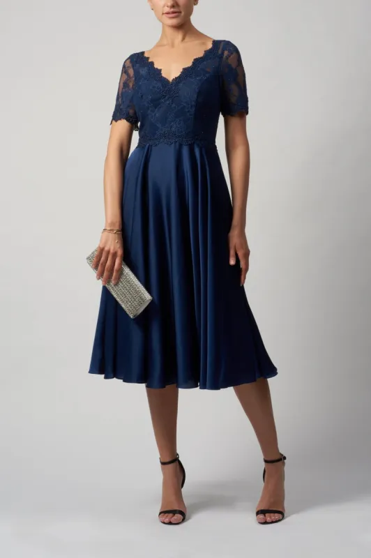 Navy Lace Top Cocktail Dress MC121057M sold by Cargo