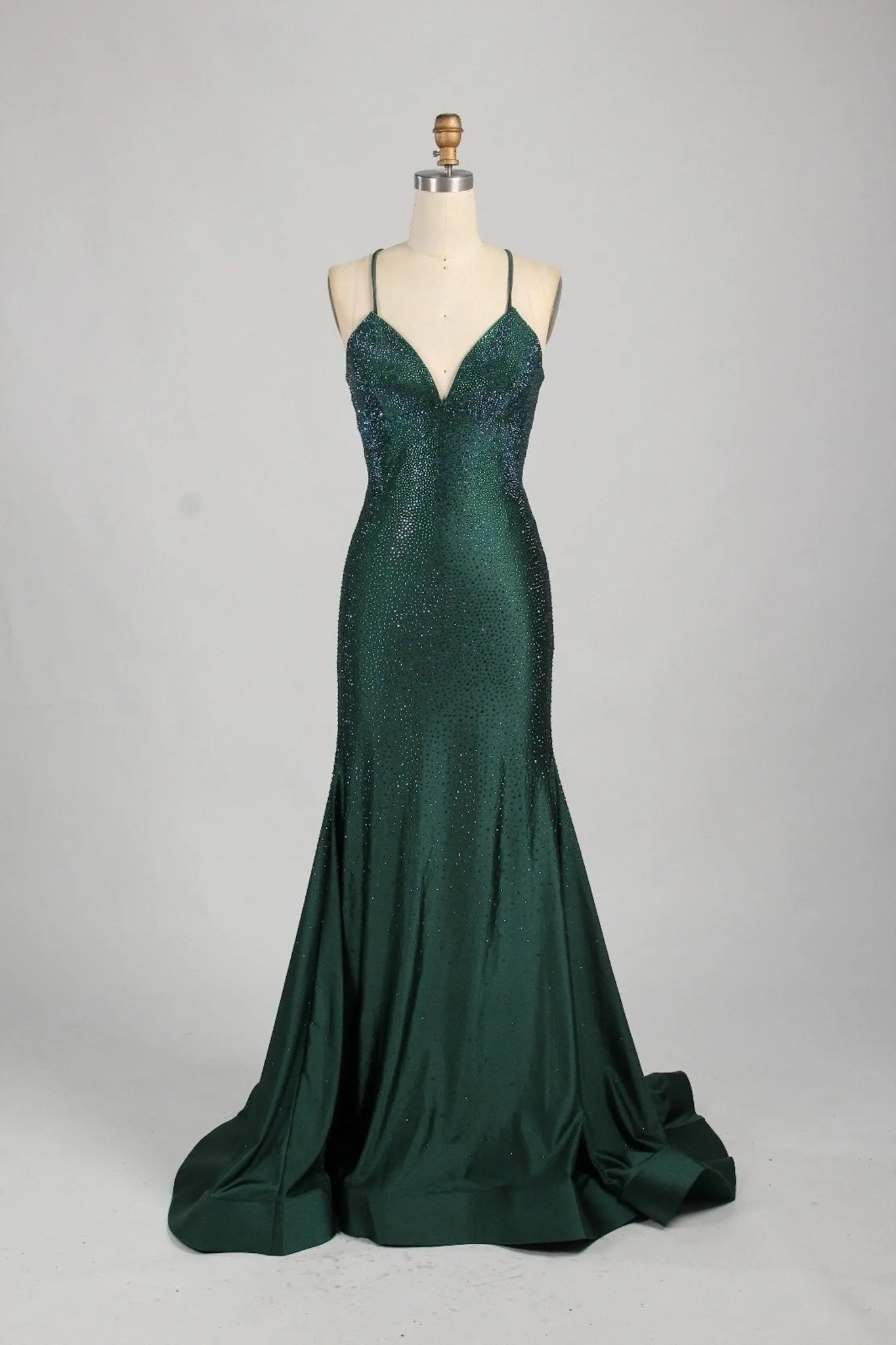 Poppy Green Rhinestone Long Evening Dress sold by Cargo