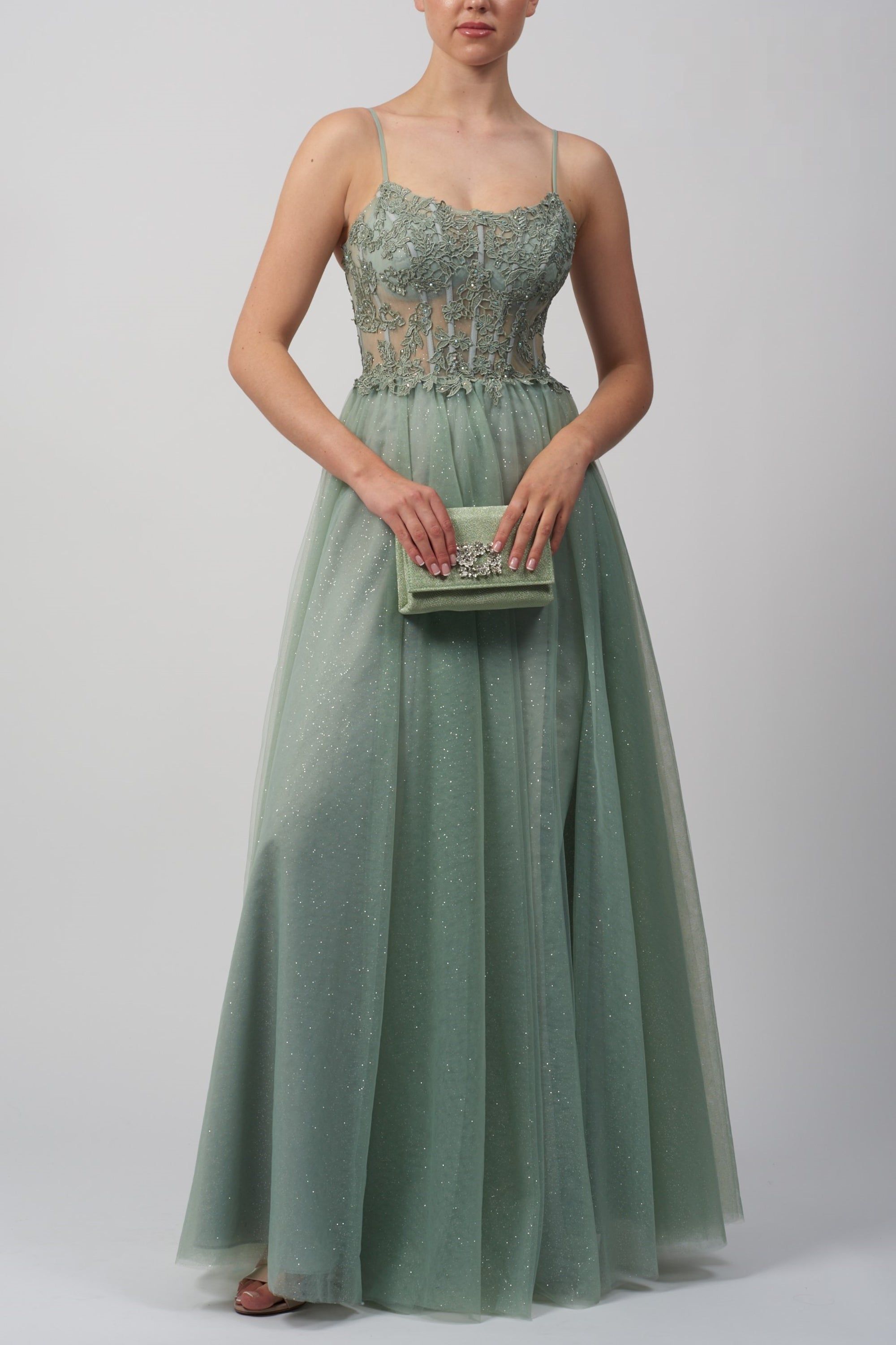 Mascara MC12312 Corset Tulle Prom Dress Misty Green sold by Cargo