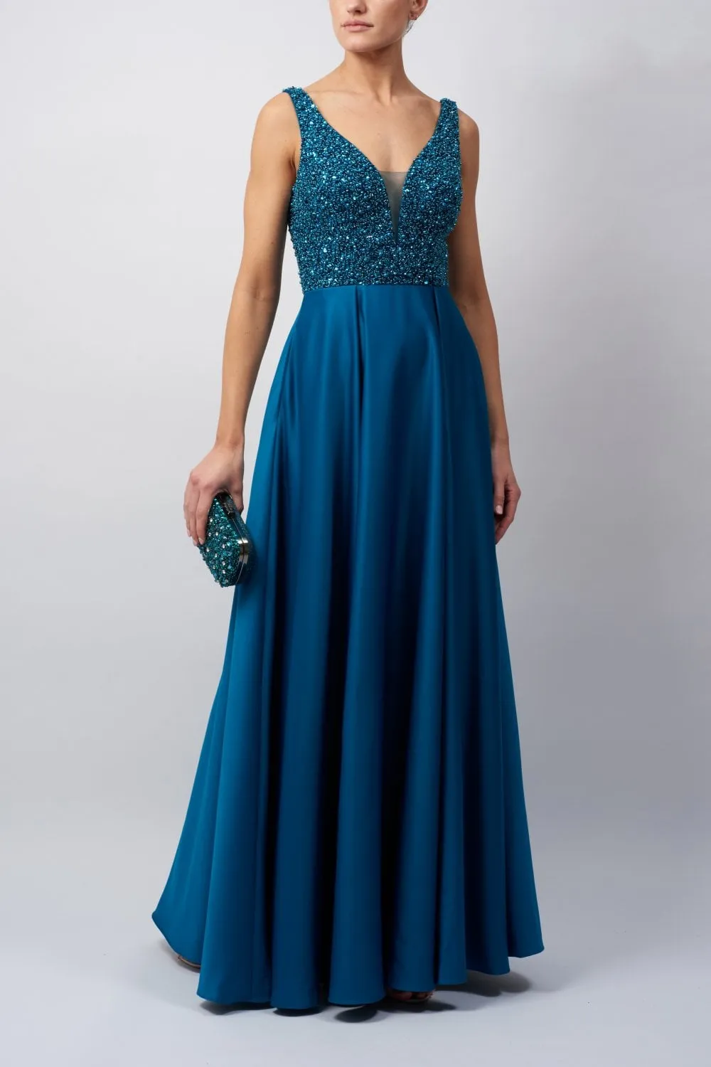 PETROL Beaded Satin Dress with Pockets MC120124 sold by Cargo