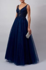 Navy MC11921 embellished tulle & glitter dress sold by Cargo
