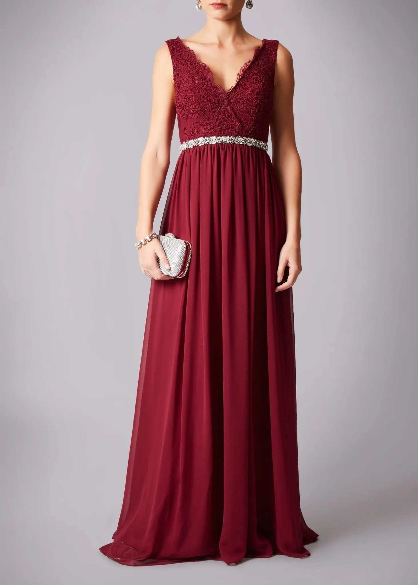 Wine Lace bodice long Mascara Gown MC5181141 sold by Cargo