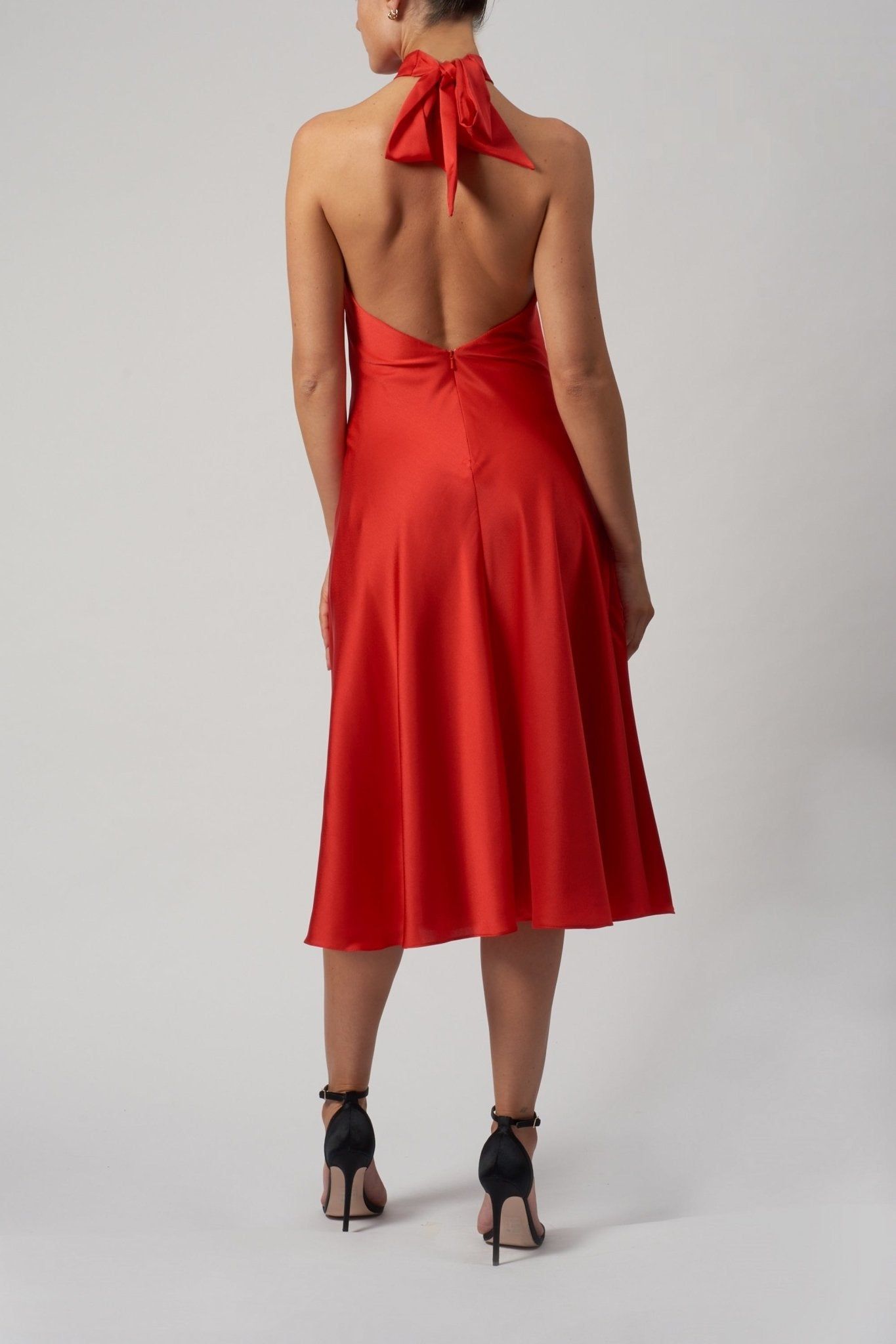 Red Satin Tie Neck Cocktail Dress MC221035 sold by Cargo product image thumbnail 2