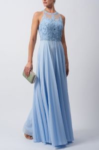 Mascara MC181479 Baby Blue Chiffon Halterneck Dress sold by Cargo