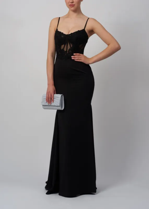Mascara MC11319 Black Corset Top Satin Prom Dress sold by Cargo