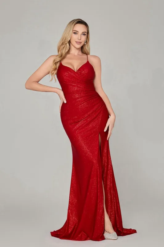 Mia - Red Fitted Glitter Dress - Jessica Stuart sold by Cargo