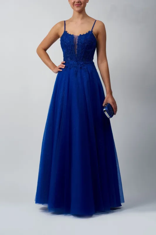 Royal Blue Tulle Glitter Ballgown MC119511 sold by Cargo