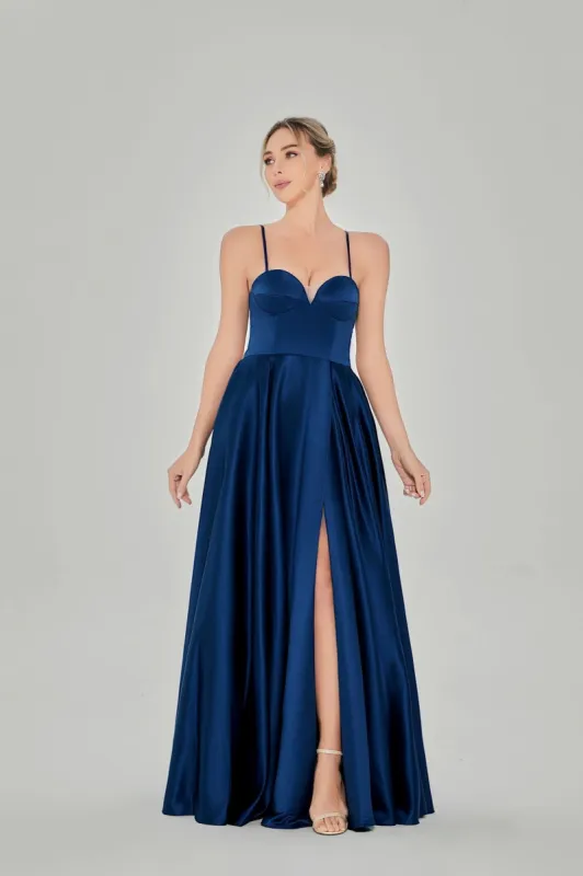 Imogen Dress - Satin Tie Back dress Navy sold by Cargo