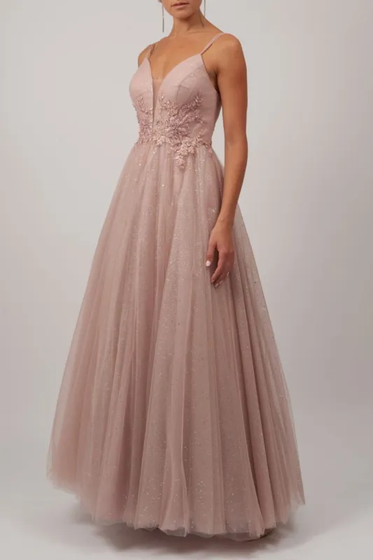 Mauve Embellished tulle net gown MC11922 sold by Cargo
