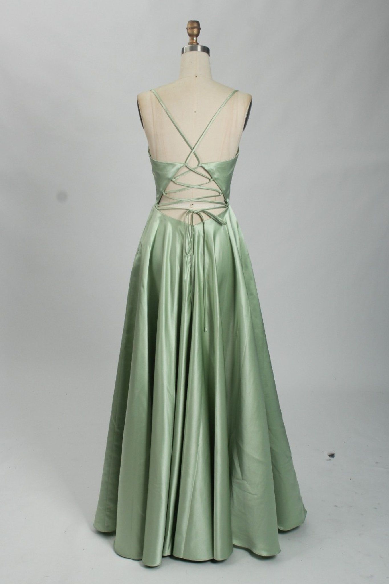 Mint full skirted long satin prom dress sold by Cargo product image thumbnail 2