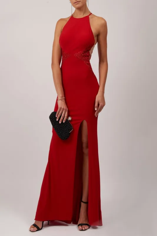 Red Cut Out Back Maxi Dress MC112933 sold by Cargo
