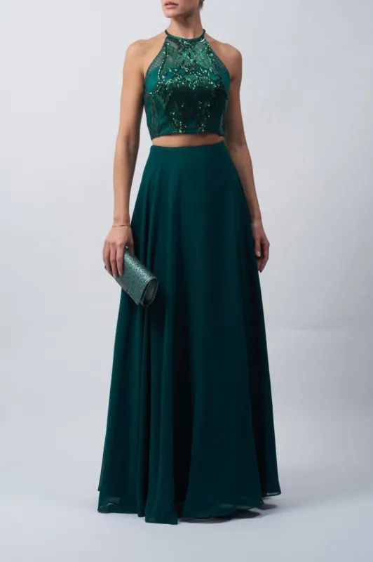 Forest Green 2 piece outfit with sequin top MC186020 sold by Cargo