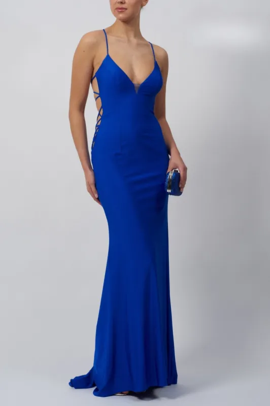 Mascara Royal Blue Strap Ties Jersey Dress MC122097 sold by Cargo