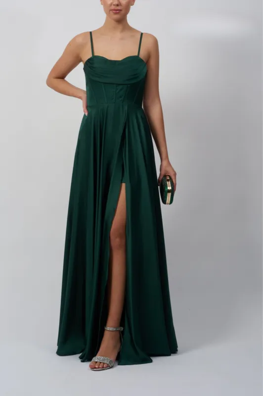 Mascara MC12314 Forest Green Satin Corset Prom Dress sold by Cargo