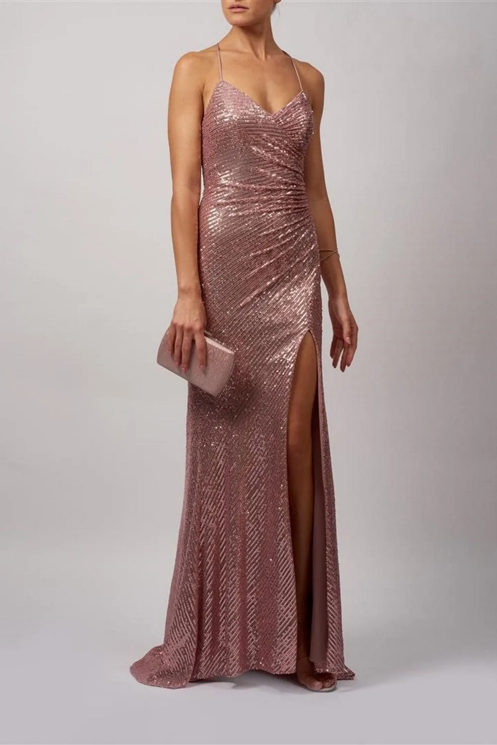 Rose Pink sequin low back dress Mascara MC186119 sold by Cargo