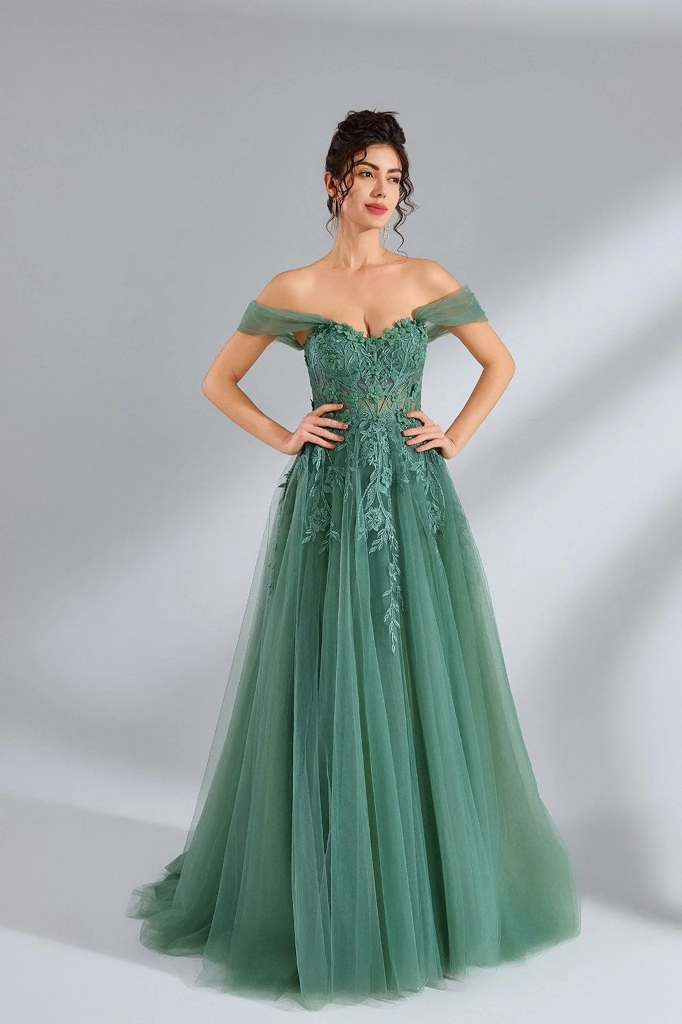 Sage Green YLONA Corset Top Tulle Dress sold by Cargo