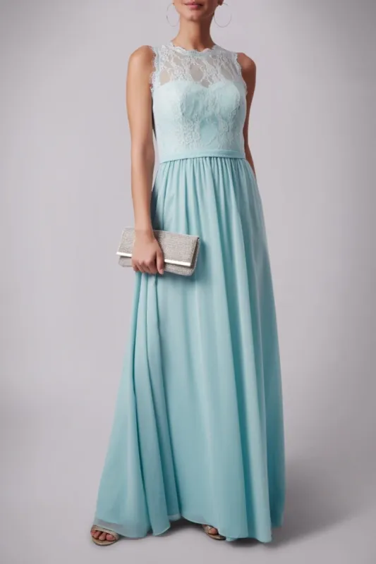 Misty green high neck lace top dress MC181312B sold by Cargo