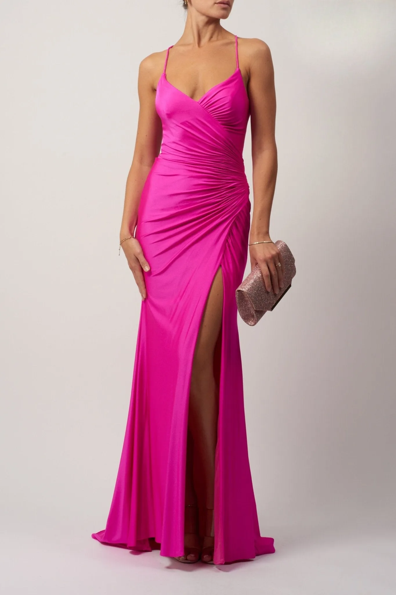 Mascara Pop Pink Tie Back Wrap Jersey Dress MC192058 sold by Cargo