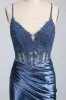 Blake Dusty Blue Corset Satin Dress by Jessica Stuart sold by Cargo