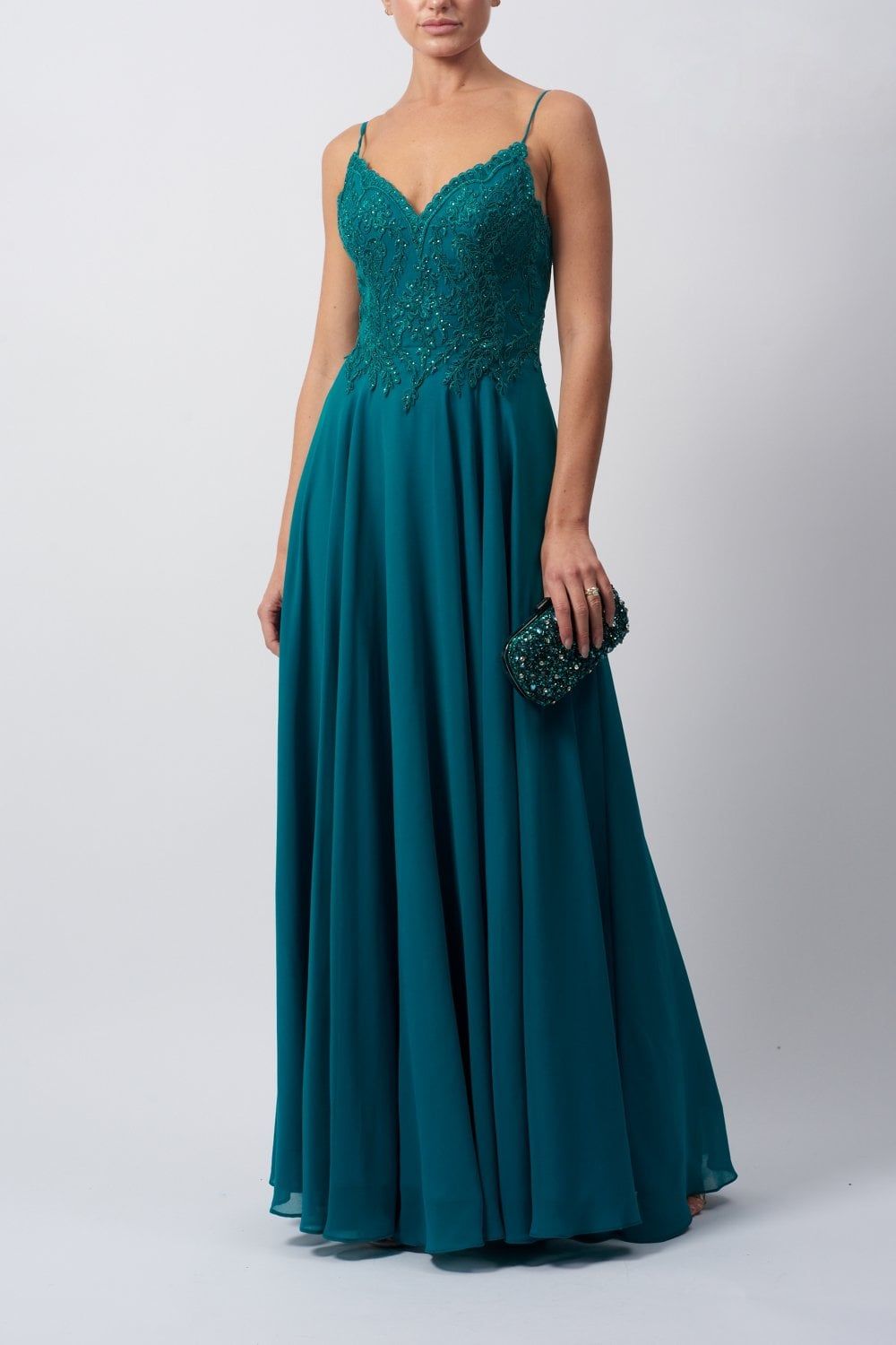 Teal Embellished bridesmaid dress Mascara MC18013 sold by Cargo