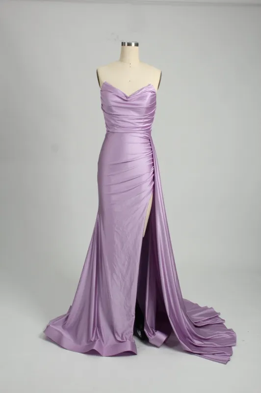 Lilac Strapless Satin Corset Prom Dress - Sienna sold by Cargo
