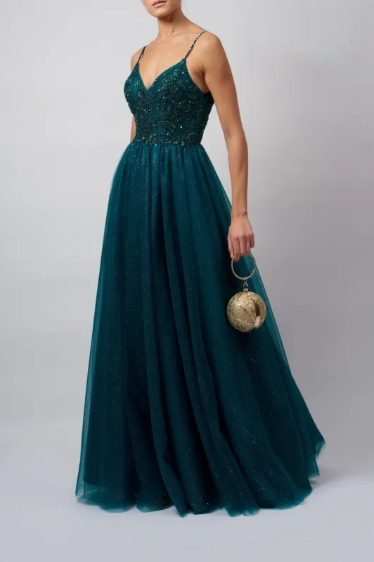 Forest Green Glitter prom dress Mascara MC11924 sold by Cargo