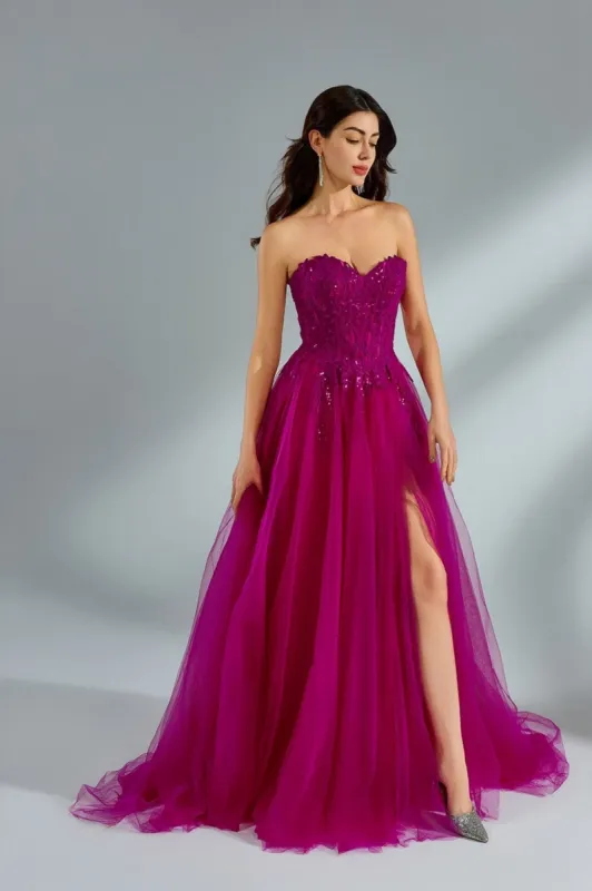 Grace - Fuchsia Strapless Tulle Gown - 3321 made by Cargo