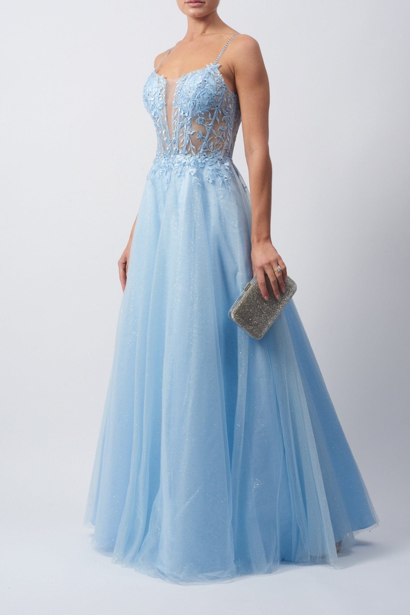 Baby blue Tulle Glitter Prom Dress MC119511 sold by Cargo