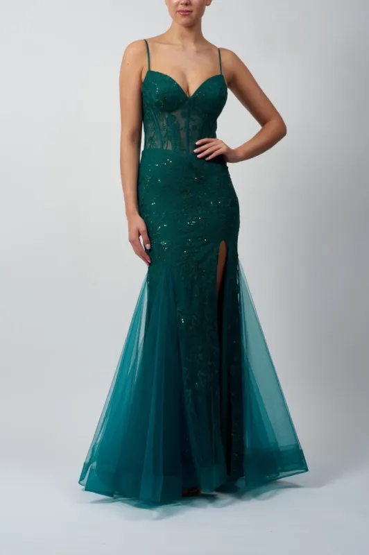 Navy Mascara MC113215 Lace & Tulle Mermaid Corset Dress sold by Cargo