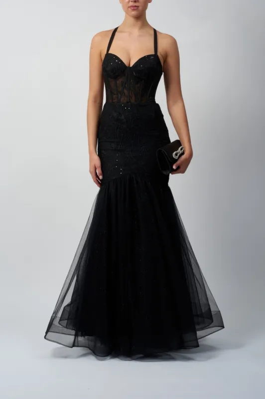 Green Mascara MC113214 Lace & Tulle Mermaid Corset Dress sold by Cargo