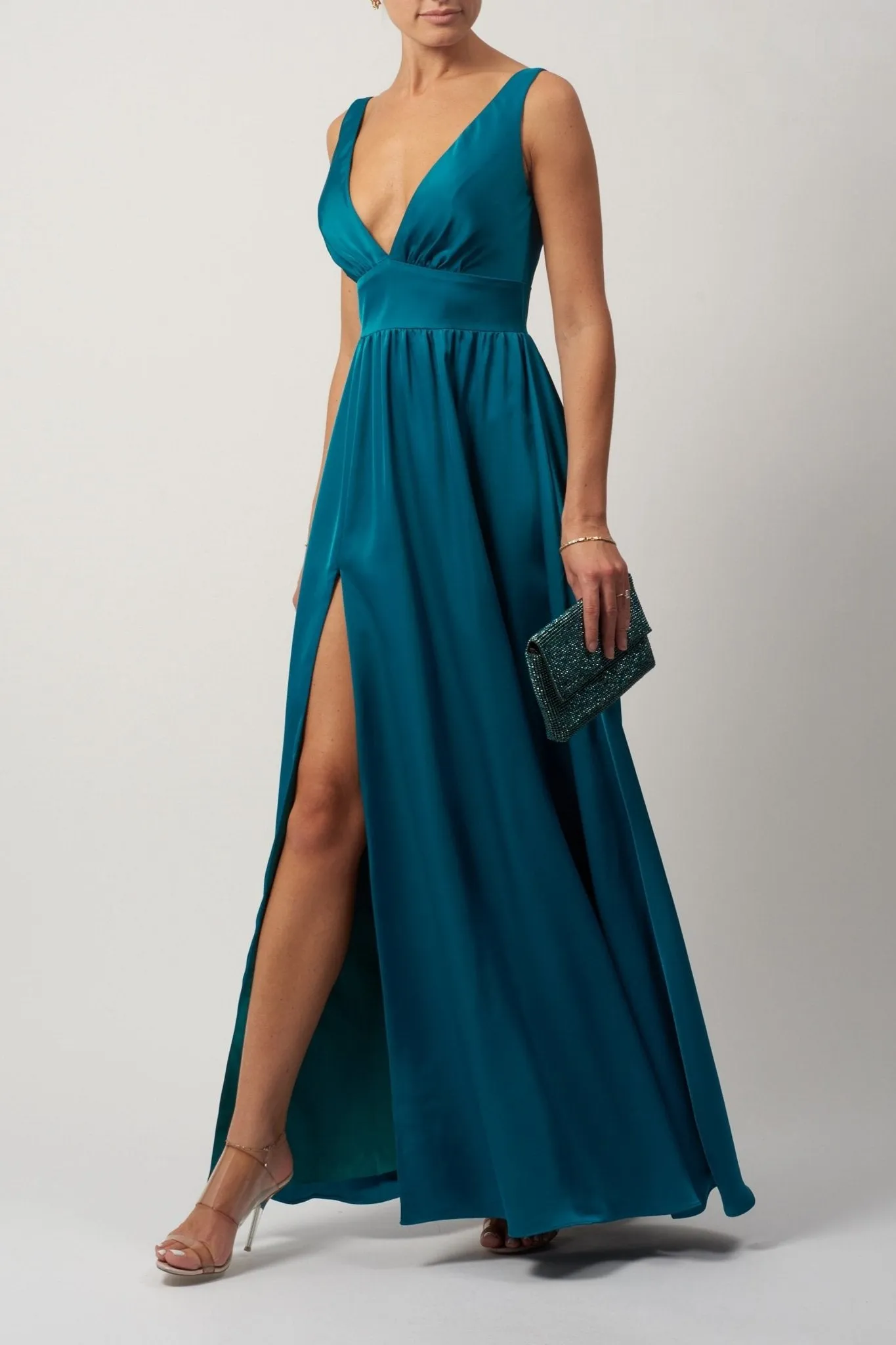Teal Satin Band Ball Gown MC191020 sold by Cargo