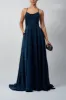 Navy Mascara MC213314 Satin Cross Back Ballgown sold by Cargo