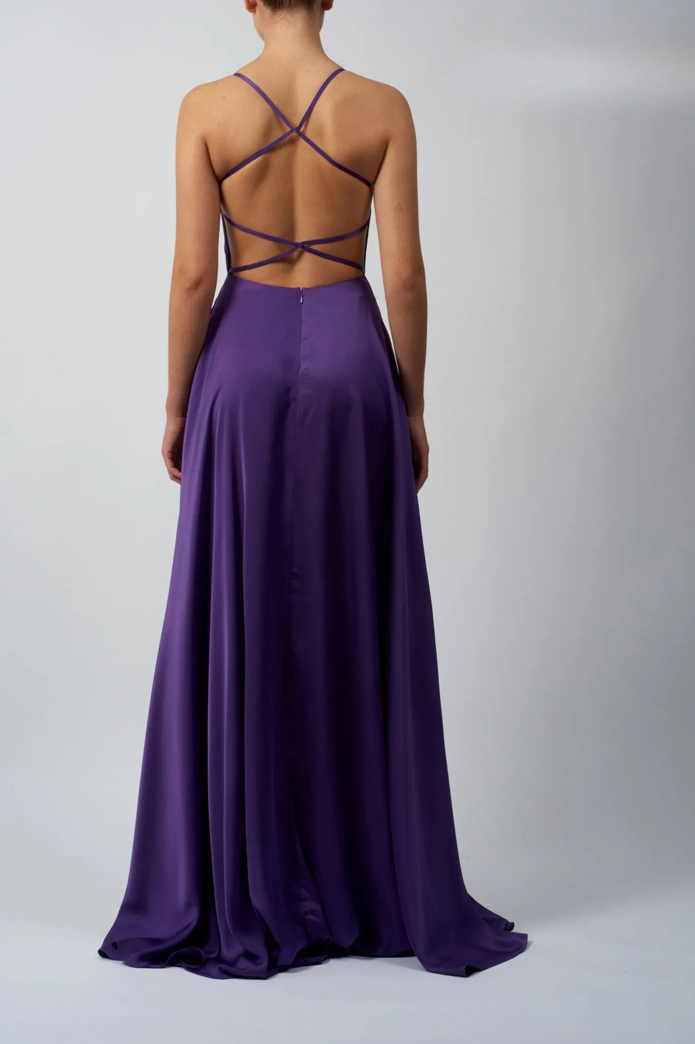 Navy Mascara MC213314 Satin Cross Back Ballgown sold by Cargo product image thumbnail 2